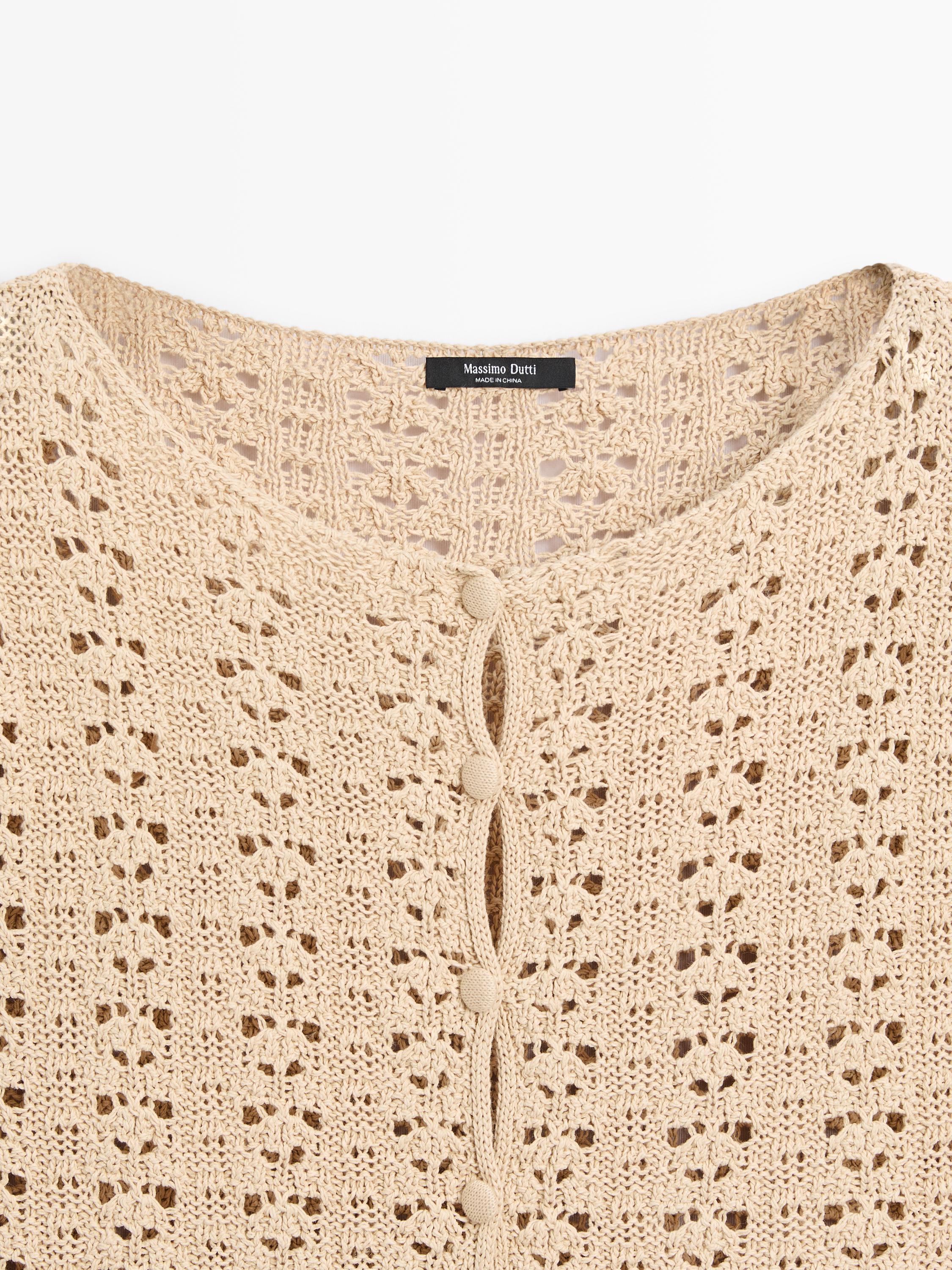 Short sleeve crochet knit cardigan
